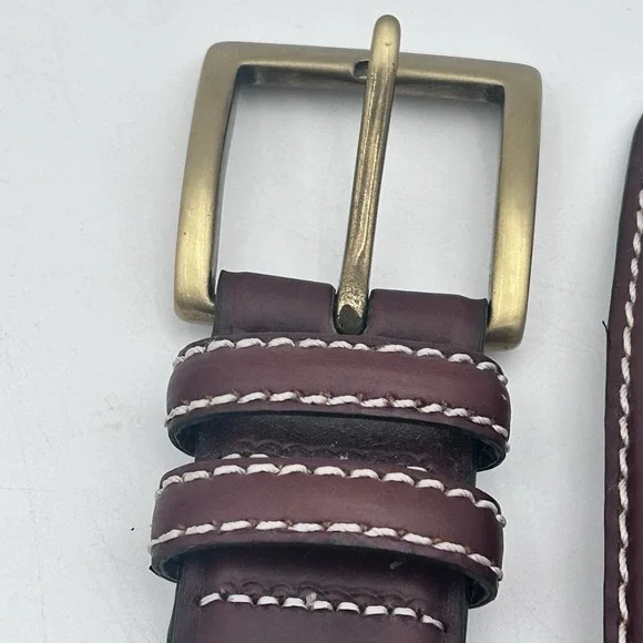 NEW Jos A Bank Dress Belt Mens Size 42 Brown Italian Leather Brass Buckle - Picture 3 of 7